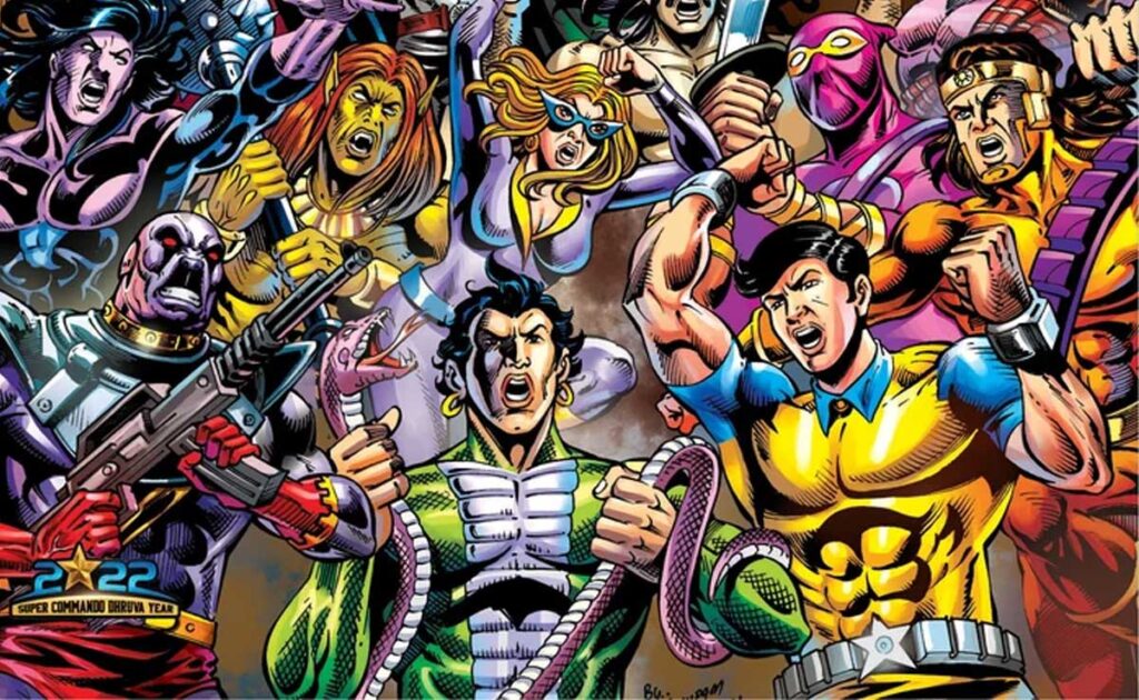 Shankhanad: Can Dhruv Save the Heroes Without Moving? Shankhanad Raj Comics cover featuring the heroes of Punarutthan Part 2