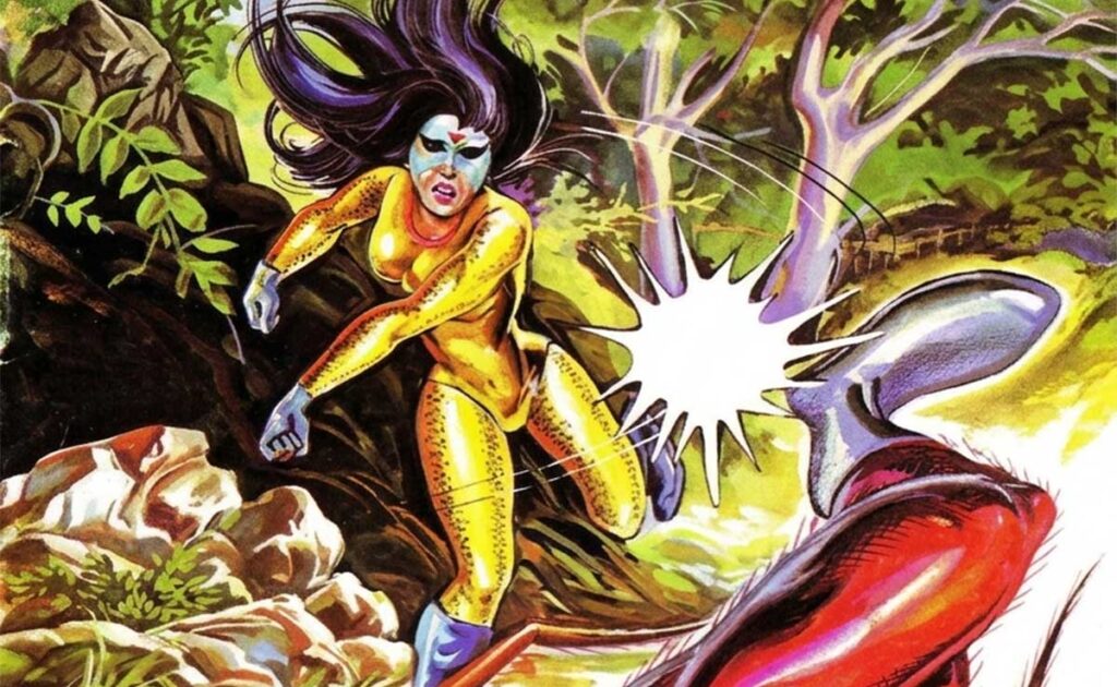 Lizard Liza: Can She Stop the Mutant Cockroach Man? Lizard Liza comic cover showing the King Comics superheroine in action